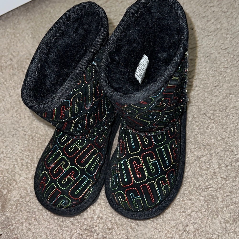 Rainbow and black ugg